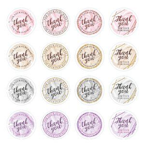 96 ea. mixed THANK YOU for your purchase stickers. Glossy waterproof.